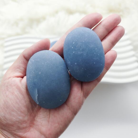 Angelite Palm Stone Healing Crystal - Picture 6 of 8